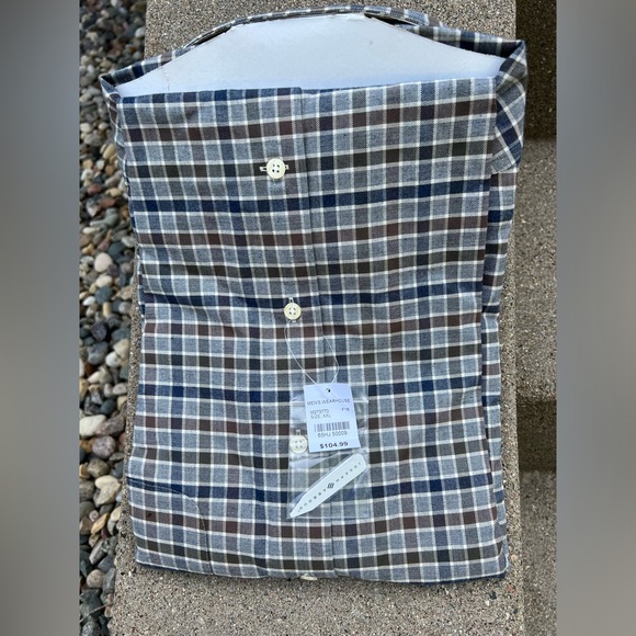 NEW Joseph Abboud Non-Iron Cotton Blue/Brown/Grey Plaid Button Up Shirt Size XXL - Picture 14 of 16